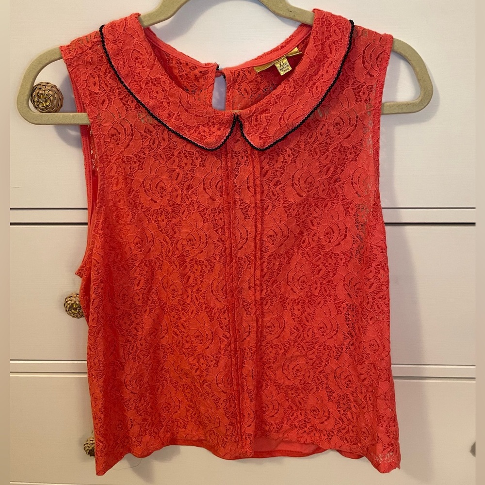 Vera Wang Princess Coral Lace Peplum Sleeveless Blouse